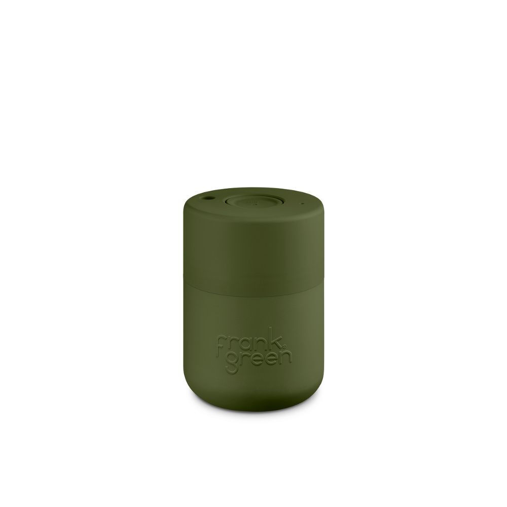 8oz Khaki Original Reusable Cup with Push Button Lid Frank Green