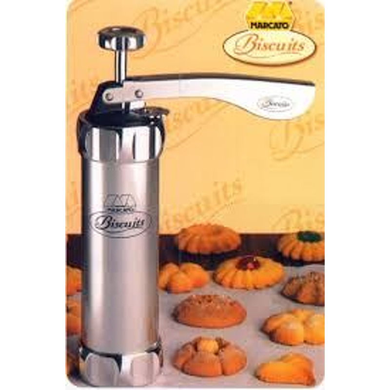 Marcato Biscuit Maker  Cookie Press Polished Aluminium with 20 attachments