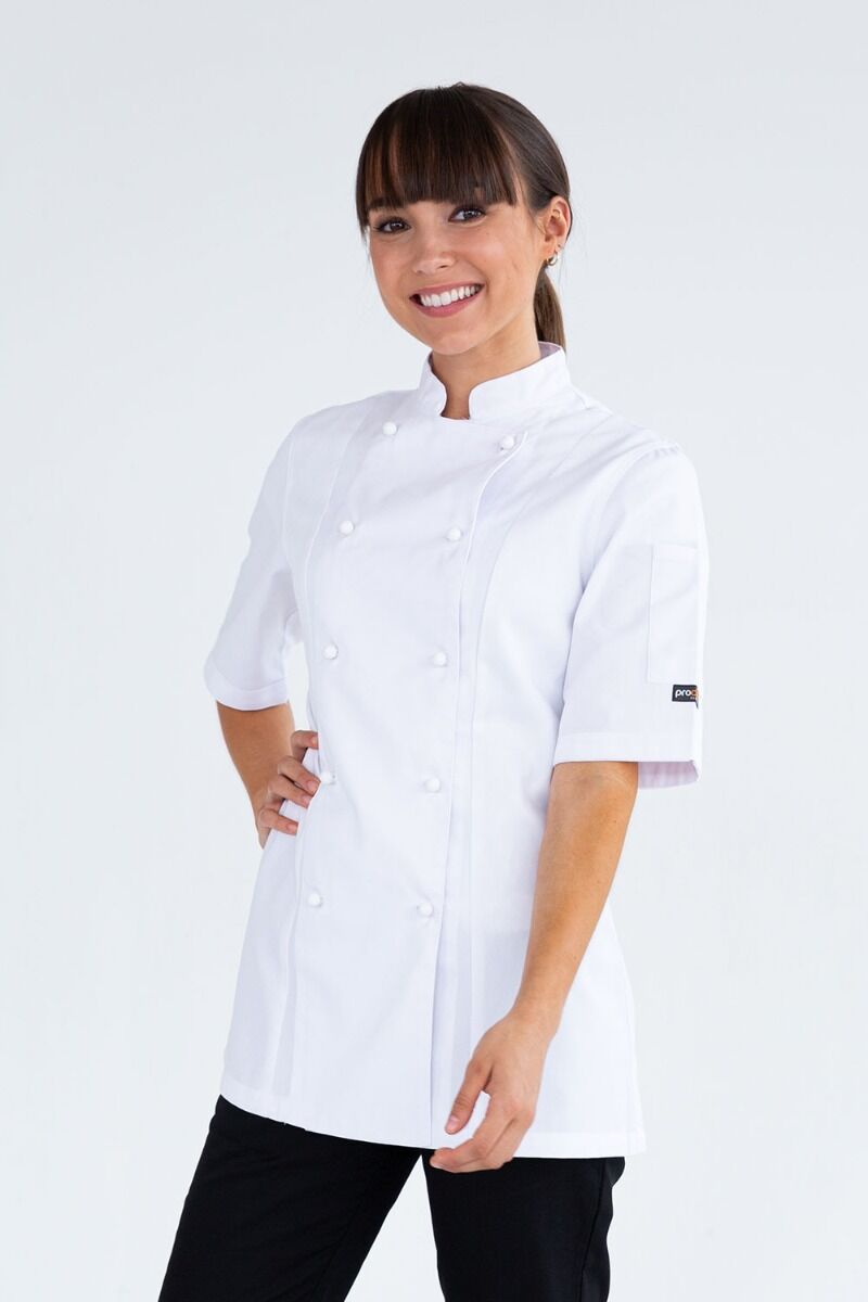 Pro Ladies White Jacket Large Size14 Short Sleeve