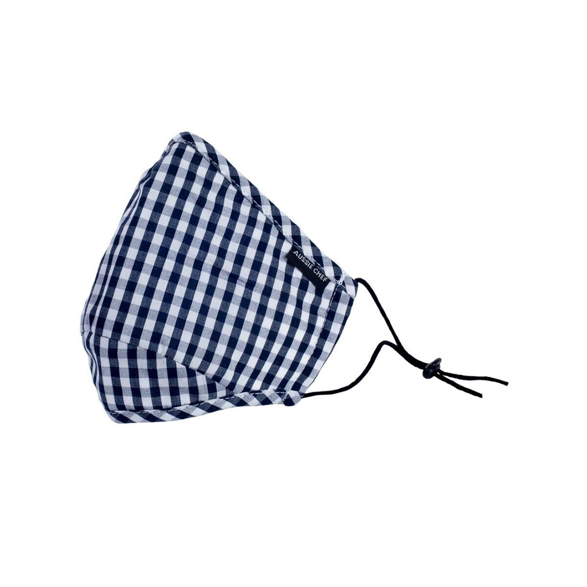 Reusable Cloth Face Mask Navy/White Check With Extra PM2.5 Filter ...