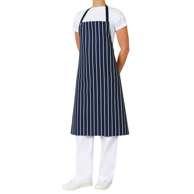 TA Chefs Bib Apron Woven Navy + White Stripe 86 x 86cm 