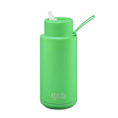 34oz Neon Green Reusable Bottle  (straw)
