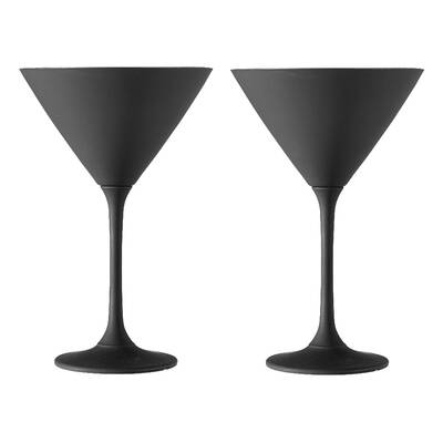 Aurora Matte Blk 2pk Martini Glass