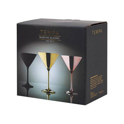 Aurora Matte Blk 2pk Martini Glass