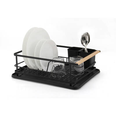 Black & Wood Dish Rack