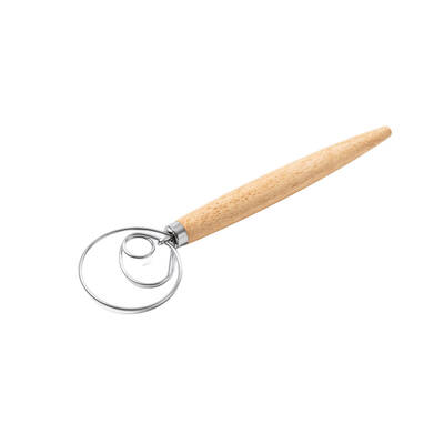 Danish Style S/S Dough Whisk w. Wooden Handle