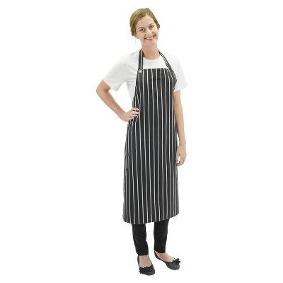 Deluxe Chefs Bib BLKWHT STRIPE + BUCKLE