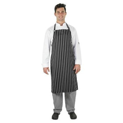 Chefs Bib  Apron Black/White Stripe & Buckle