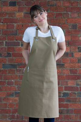 Eyelet Canvas Bib Khaki Apron