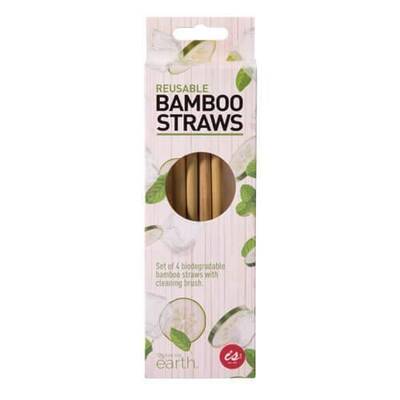  Reusable Bamboo Straws (Set of 4)
