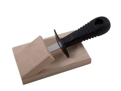 Oyster Knife w/wood block Black