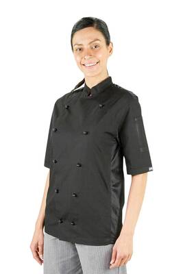 PROCOOL CHEF JACKET SS BLACK WBLACK MESH LARGE