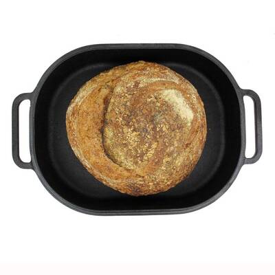 Pre-Seasoned Cast Iron Bread Baking Pan - Size 39 x 26cm
