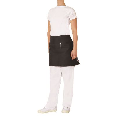  1/2 Waist Apron with Pocket Black 70 x 40 cm