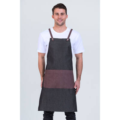 Prochef Bib Apron with Pocket Grey/Wine 70 x 86 cm