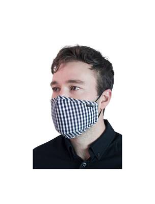 REUSABLE CLOTH FACE MASK NAVYWHITE CHECK WITH FREE PM25 FILTER