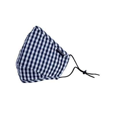 Reusable Cloth Face Mask NavyWhite Check With Extra PM25 Filter