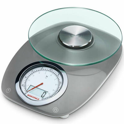 Retro Style Digital & Analogue Kitchen Scales 5Kg Capacity in Grey