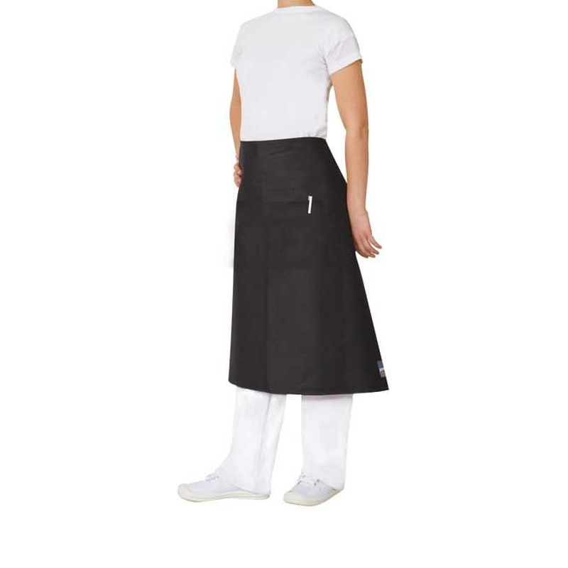 3/4 Waist Apron W/Pocket Black 86x70cm
