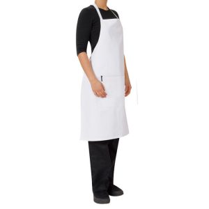 Bib Apron W/Pocket White 70x86cm