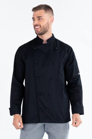 Trad Chef Jacket Black L/S - 4XL